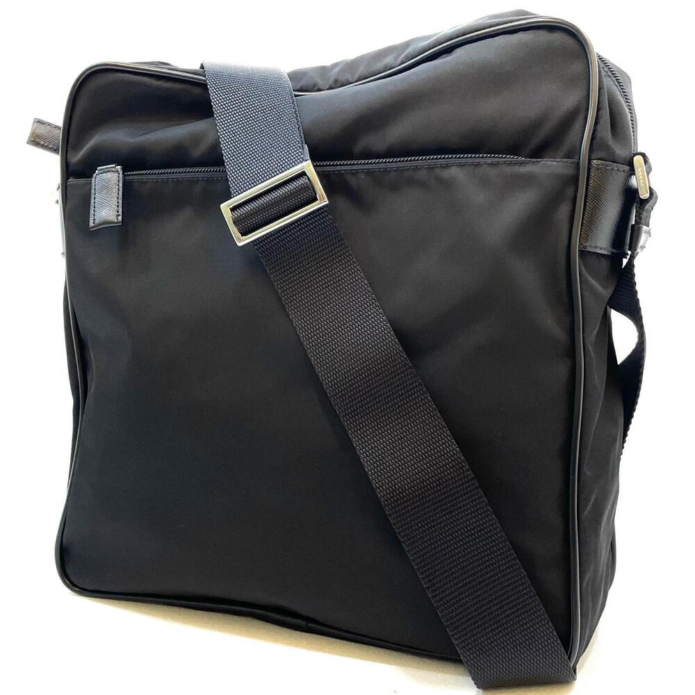 Prada Tessuto Crossbody Bag Triangle Plate Black